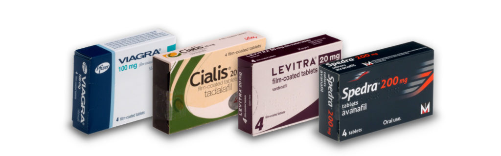 Here you can see the packages of Cialis and other alternative medications that can help in treating erectile dysfunction. 