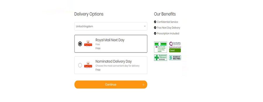 Here you can see what delivery options you have on Health Express.