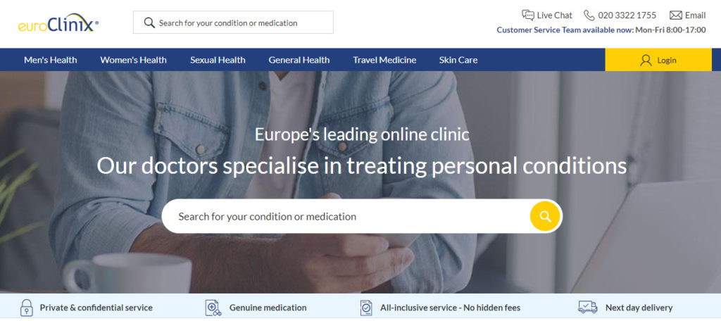 EuroClinix homepage screenshot
