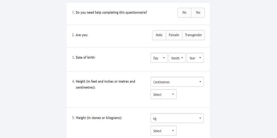 example of assessment questionnaire